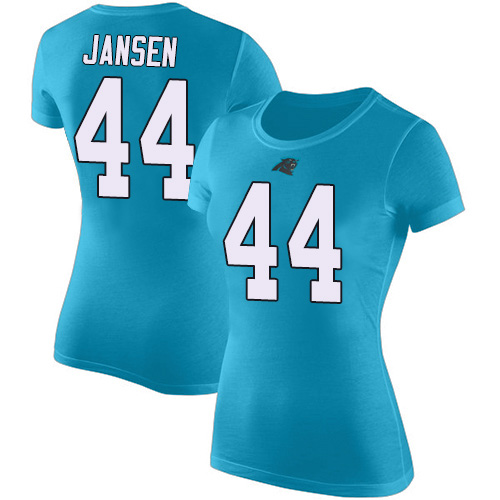 Carolina Panthers Blue Women J.J. Jansen Rush Pride Name and Number NFL Football #44 T Shirt
